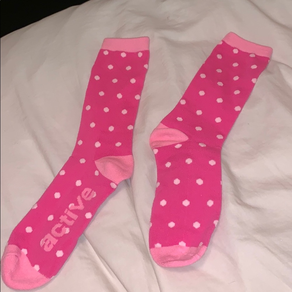 pink polka dot active socks